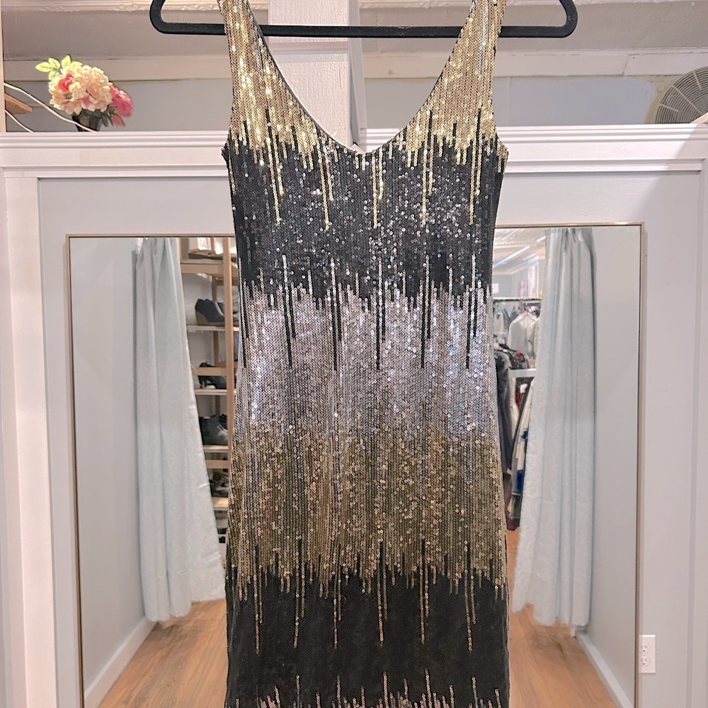 Sequin Black, Silver & Gold Dress